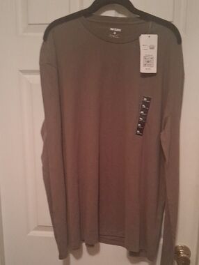 Long Sleeve Crew Neck Shirt - Olive Brown XL